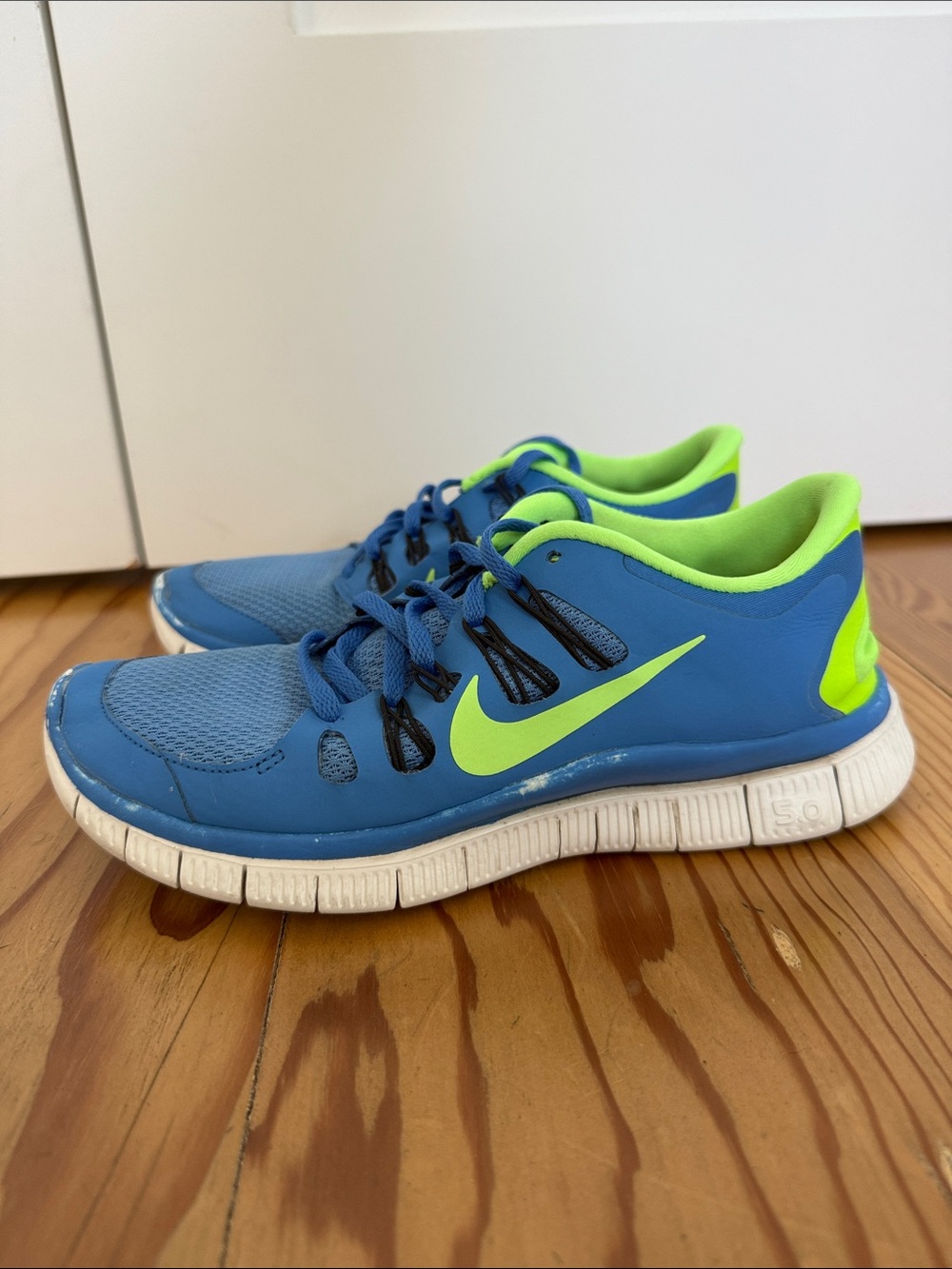 Nike Free 5.0 Blue and Neon Green Women's Athletic Running Shoes